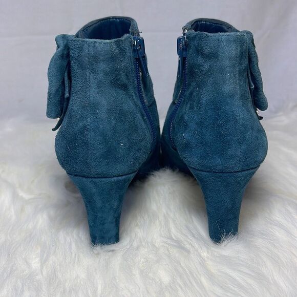 Alex Marie Blue Suede Bow Trim Heeled Ankle Booties Sz 6.5 - Picture 3 of 6